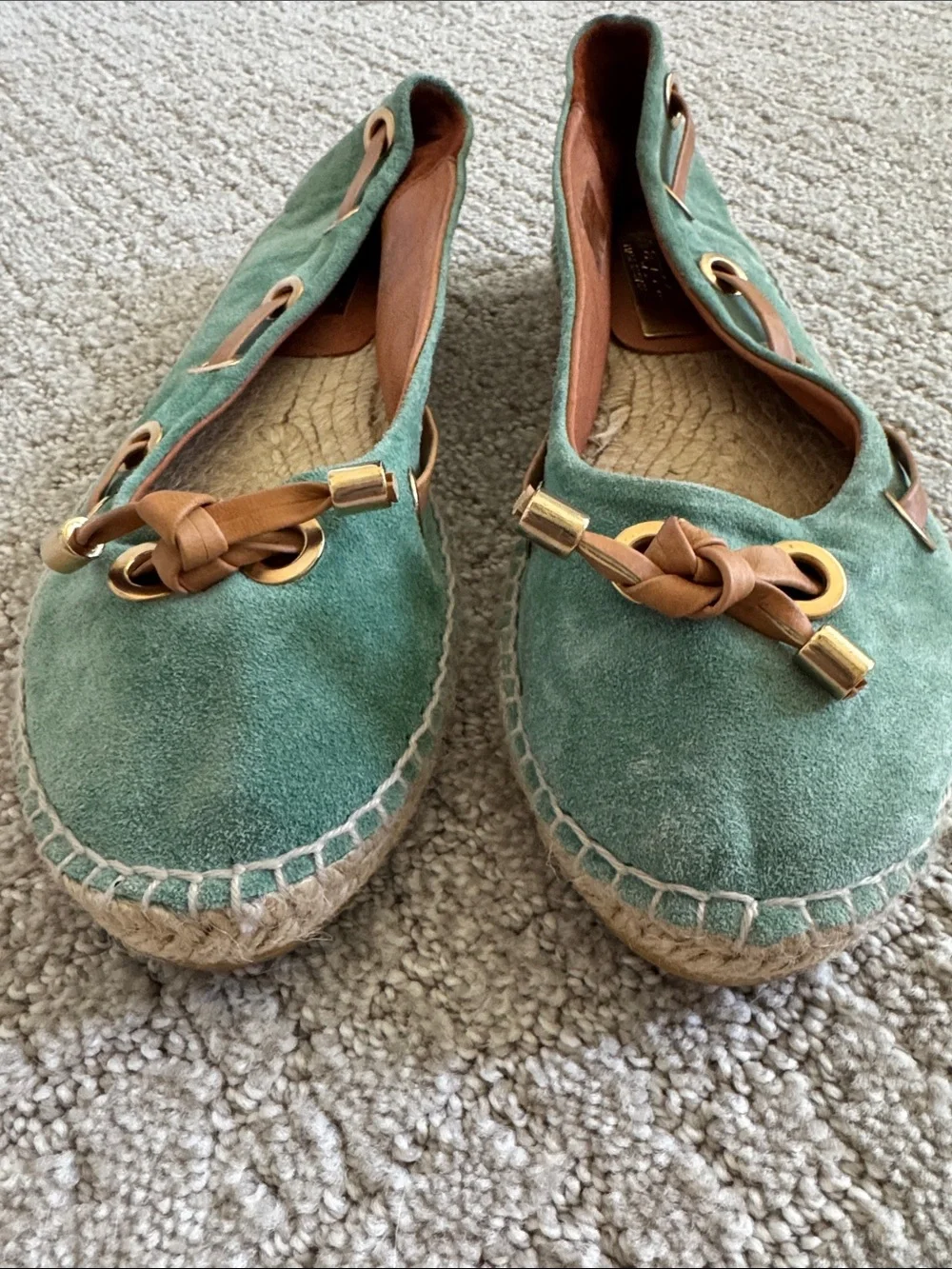 Maypol Made in Spain Aqua Suede Lace-Up Espadrille Flats EU 40